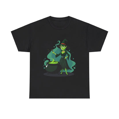 A witch and her cauldron, Halloween T-Shirt, Spooky and Funny, Gift for Halloween Lovers