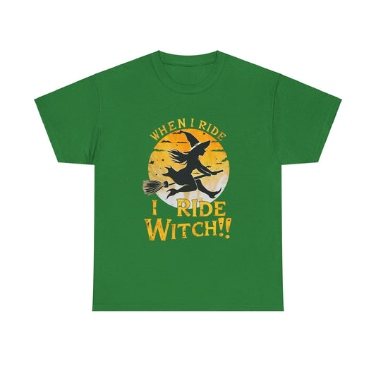 I Ride Witch, Halloween T-Shirt, Spooky and Funny, Shirt for Motorcycle Lovers, Halloween Lover Gift, Motorcyclist Gift