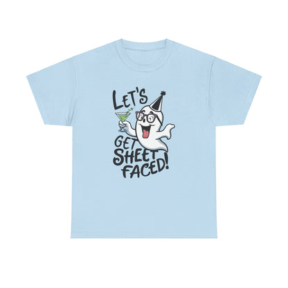 Let's get sheet faced, Halloween T-Shirt, Spooky and Funny, Party Ghost humor, drinking, Gift for Halloween Lovers